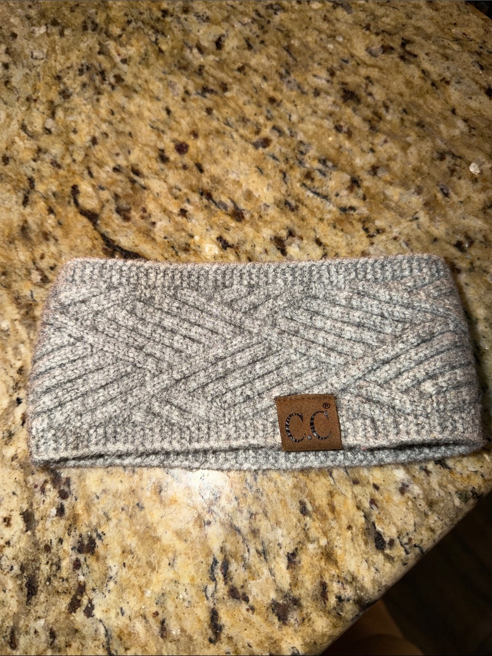 C.C Light Gray Knit Headband with Branded Patch